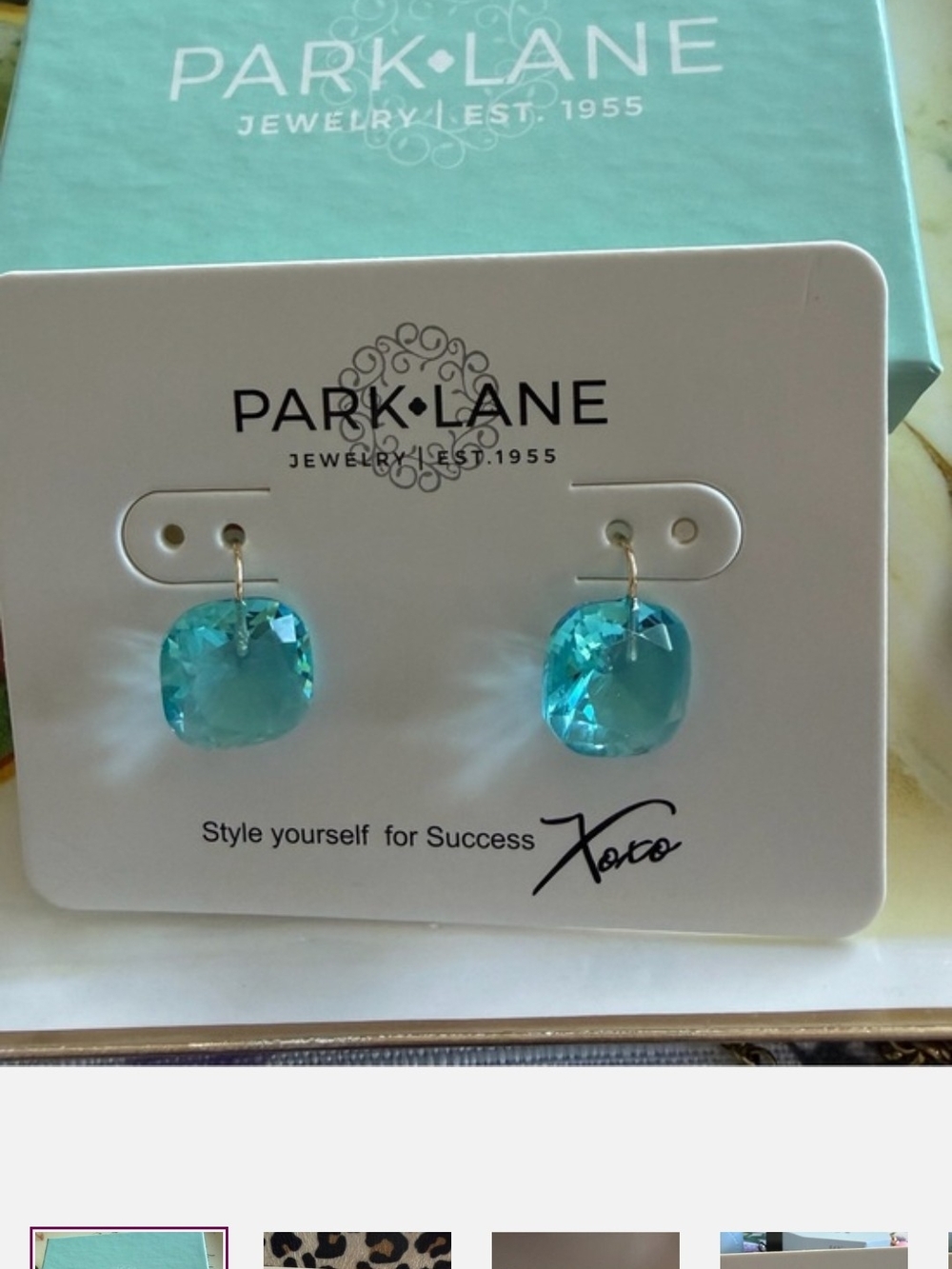 Park Lane Aquamarine / Turquoise Crystal Drop Earrings